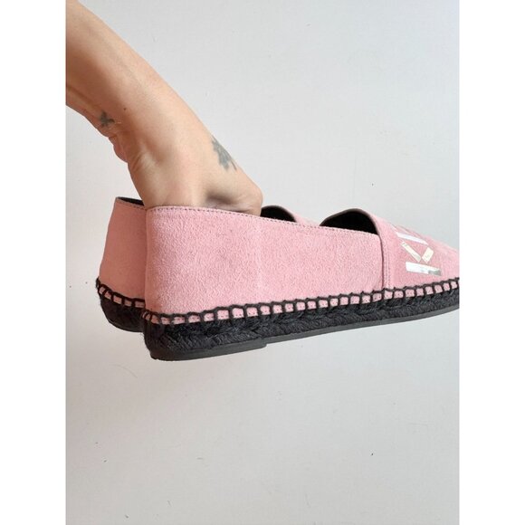 KENZO Paris Rose Clair Pink Suede Silver Logo Espadrille Flats, Size 36 - Picture 4 of 16